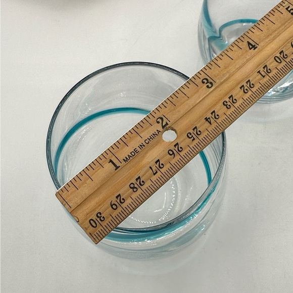 2 -Pier 1 Swirline Turquoise or Teal Stemless Wine Glasses COPY - Picture 5 of 9